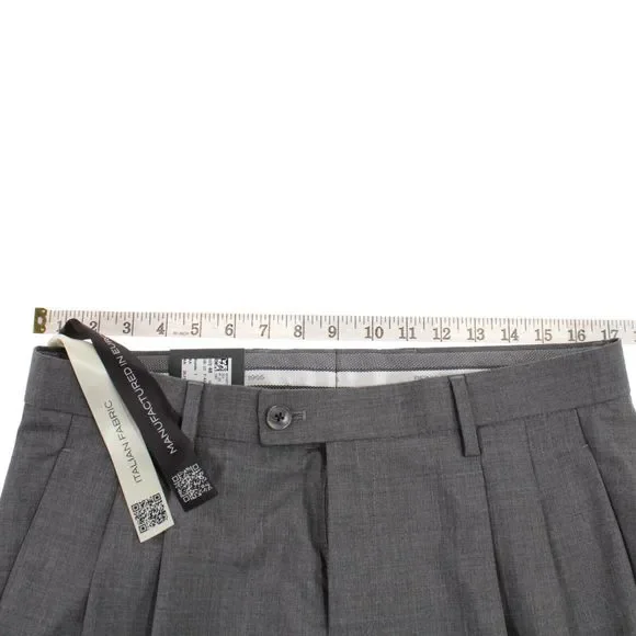 Hiltl NWT Pleated Dress Pants Size 48 32 US Tarmac Solid Gray 100% Wool